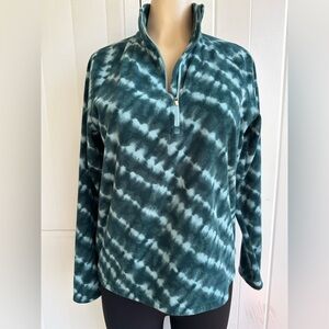Eddie Bauer 1/4 Zip Fleece Pullover Women's Size Medium Tie Dye Green